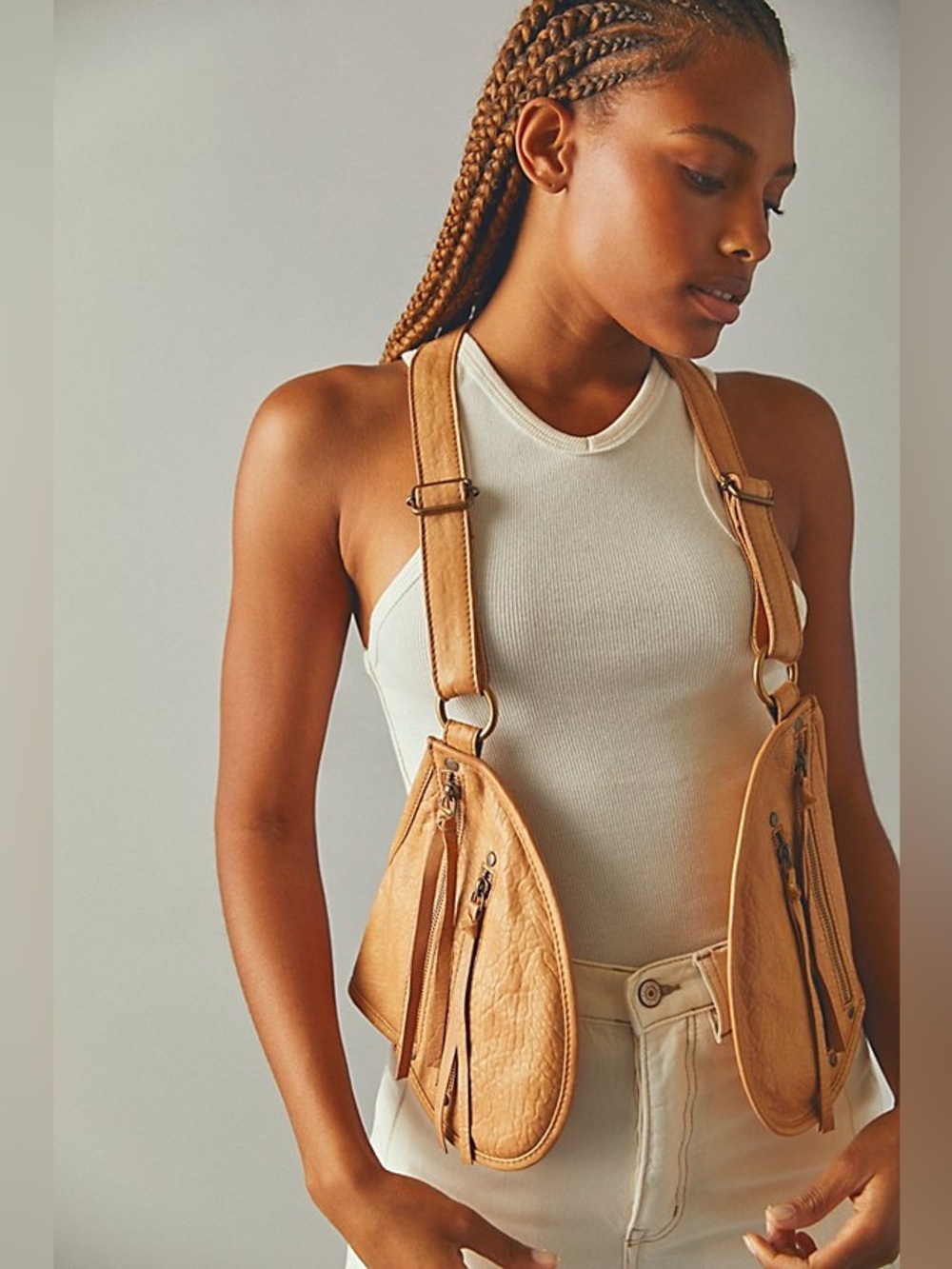 Free People Tan Olympia Leather Vest